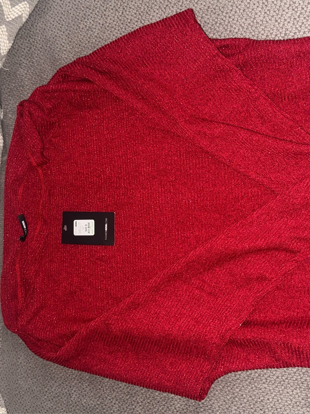 Women's Red Sparkle off shoulder Sweater
